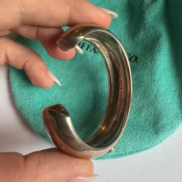 Tiffany & Co Silver 18K Gold Tourmaline Peridot Etoile Sapphire Cuff Bracelet - Picture 8 of 16